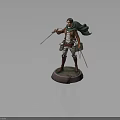 Eren Yeager Action Figure with Survey Corps Uniform Green Cloak Swords and Titans Theme Sculpture