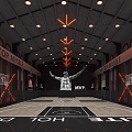 Modern basketball court basketball stand TV mining lamp barbed wire neon lights 3d model