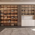 Modern Luxury Wine Cabinet With Glass Doors LED Lighting Wine Bottles And Glassware