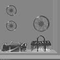 Black And White Luggage Bags With Wall Mounted Wheels In Corner