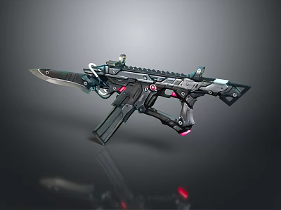 Futuristic Weapon With Blade Advanced Design Tactical Scope And Neon Pink Accents 3d model