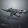 Futuristic Weapon With Blade Advanced Design Tactical Scope And Neon Pink Accents