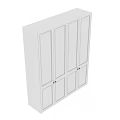 Modern White Four Door Wardrobe With Vertical Stripes And Black Handles
