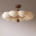 Modern Cream Colored Ceiling Light With Pleated Lampshade And Dark Base Soft Lighting 3d model