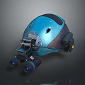 Tactical Weapon Helmet With Blue Exterior And Binocular Attachment For Military Combat Operations