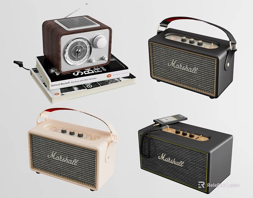 Marshall Retro Portable Speakers With Different Colors And Classic Design 3d model 