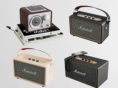 Marshall Retro Portable Speakers With Different Colors And Classic Design 3d model