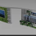Elegant Floral Display Design with Green Plant Wall Curved Display and Real Estate Project Screens