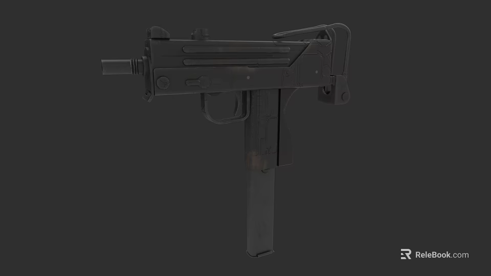 Black Tactical Submachine Gun With Military Style Metallic Finish And Detailed Design 3d model 