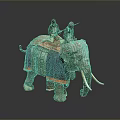 Decorative Elephant Statue With Two Figures Riding On Intricate Patterned Blanket 3d model