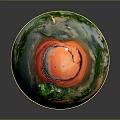 Vibrant Colorful Sphere With Swirling Green Pink Orange Iridescent Patterns