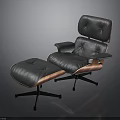Modern Comfortable Leather Lounge Chair With Matching Ottoman And Wooden Frame