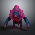 Pink And Purple Monster Doll With Sharp Teeth Claws And Textured Skin