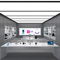 Modern Digital Store Interior With Smartphones Laptops Accessories And Display Shelves