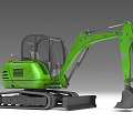 Green Compact Excavator With Tracks Cab Arm And Bucket For Construction Work 3d model