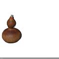 Vintage Brown Wooden Gourd Shaped Artistic Decorative Ornament Set With Carved Patterns