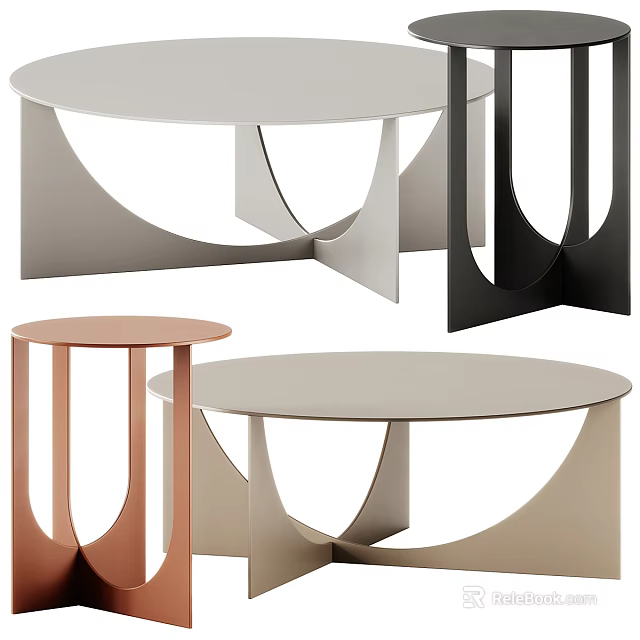 Modern Dressing Table Design With Round Countertop And Metal Frame In Multiple Colors 3d model 