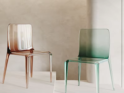 Modern Transparent Leisure Chairs In Copper And Green Tones With Clear Acrylic Design 3d model