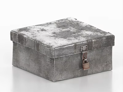 Vintage Metal Box With Distressed Surface And Brass Lock Closure 3d model