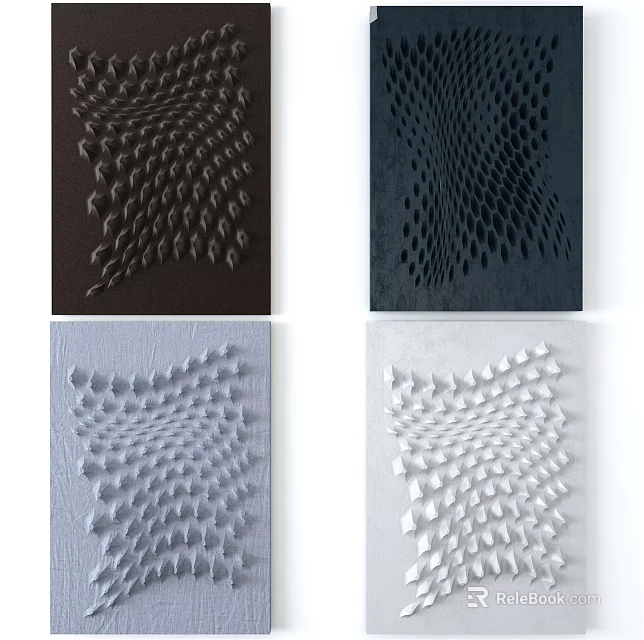 Modern 3D Textured Wall Decor With Geometric Patterns In Multiple Colors 3d model