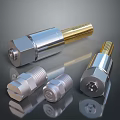 Shiny Metal Industrial Components With Threaded Ends And Silver Gold Finish 3d model