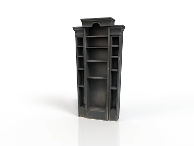 Functional Classic Black Bookshelf Featuring Decorative Top And Multiple Storage Shelves 3d model