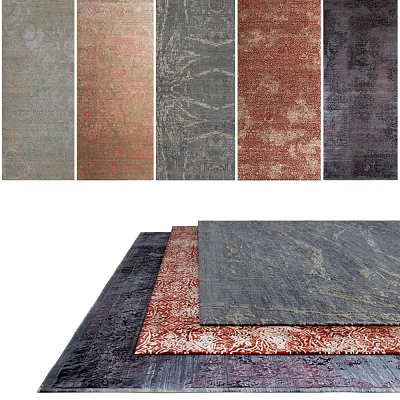 Stylish Square Rugs With Various Colors And Intricate Patterns For Home Decor 3d model