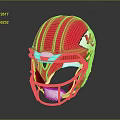 Red American Football Helmet As Sports Equipment With White Facemask And Team Logo