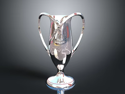 Silver Trophy With Dual Handles Metallic Shiny Surface And Circular Base 3d model