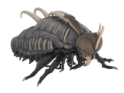 Realistic Insect Model With Large Horns Detailed Carapace And Sculpted Features 3d model