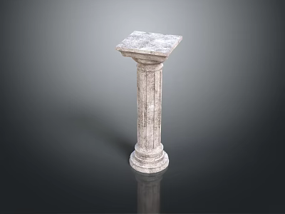 Classical Stone Column With Square Capital Base And Textured Surface 3d model