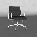 Modern Black Leather Office Chair With Silver Metal Arms And Swivel Wheels