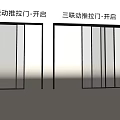 Two Panel and Three Panel Sliding Doors in Open Position Design 3d model