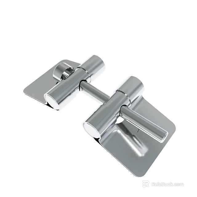 Two Polished Stainless Steel Latches With Smooth Cylindrical Handles Design 3d model 