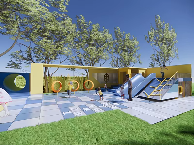 Modern Amusement Park Children's Activity Site 3d model