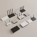 Office Electronics Wireless Routers in Black White With Various Antenna Styles 3d model