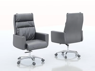 Modern Comfortable Leather Office Chair With High Back Adjustable Height And Swivel Wheels 3d model