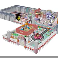 Colorful Kids Playground with Sandpit Cartoon Characters Tracks and Fun Play Areas
