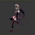 Game And Movie Character With Horns Purple Pink Wings Pink White Outfit And Black Boots