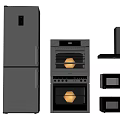 Modern Kitchen Appliances Including Refrigerator Oven Microwave Cooktop And Range Hood