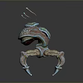 Unique 3D Designed Mechanical Creature with Green Tentacles and Patterned Legs