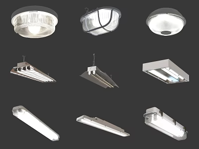 Modern Diverse Lighting Fixture Combinations with Ceiling Pendant and Linear Lights 3d model