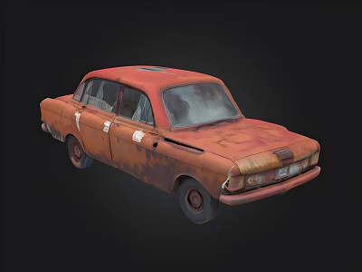 Rusty Old Vintage Car With Weathered Body And Worn Exterior Details 3d model