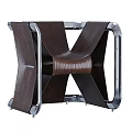 Modern Dark Brown Leather Leisure Chair With Unique Metal Frame And Stylish Design