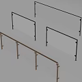 Modern Glass Railings Design With Metal Frames And Transparent Panels 3d model