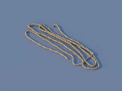 Golden Twisted Rope for Household Use on Blue Background with Decorative Design 3d model