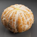 Fresh Peeled Tangerine Showing Orange And White Color With White Pith On Grey Surface