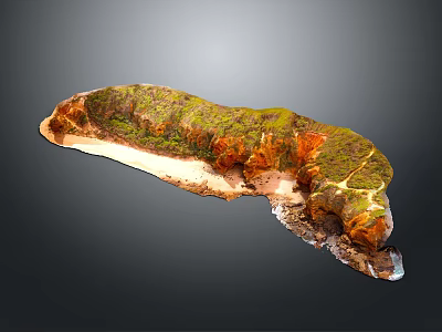 Natural Garden Landscape Design With Lush Greenery Orange Rocks And Winding Path 3d model
