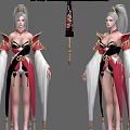 Game Anime Warrior Character With Silver Hair Elaborate Costume And Decorative Sword