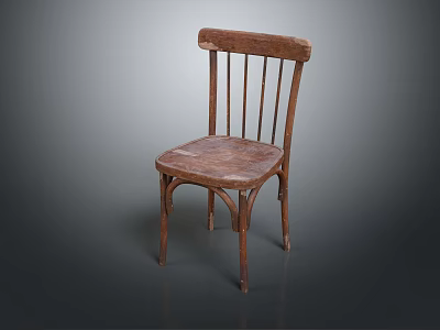 Vintage Wooden Leisure Chair With Classic Backrest And Solid Wood Seat Design 3d model